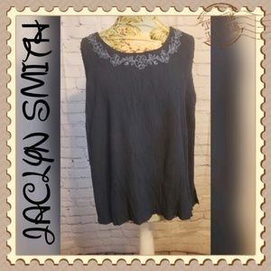 Jaclyn Smith Blue Floral Embelishment Tank Top